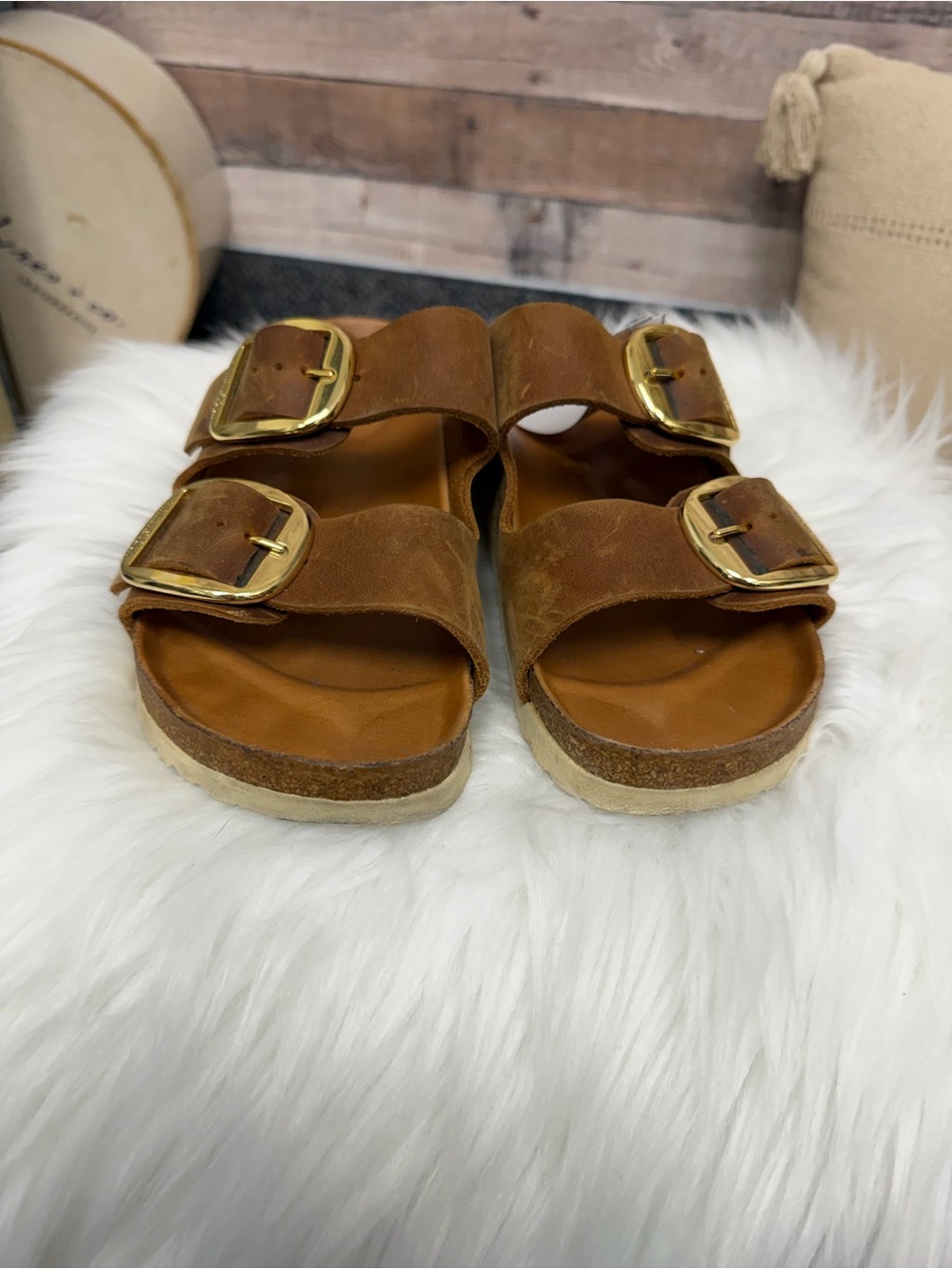 Brown Birkenstock Arizona Big Buckle Leather Sandals 37